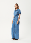 Afends Miami- Denim Flared Jumpsuit
