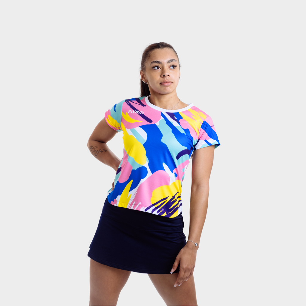 Aixo Abstract Womens Top Multicolour Dark