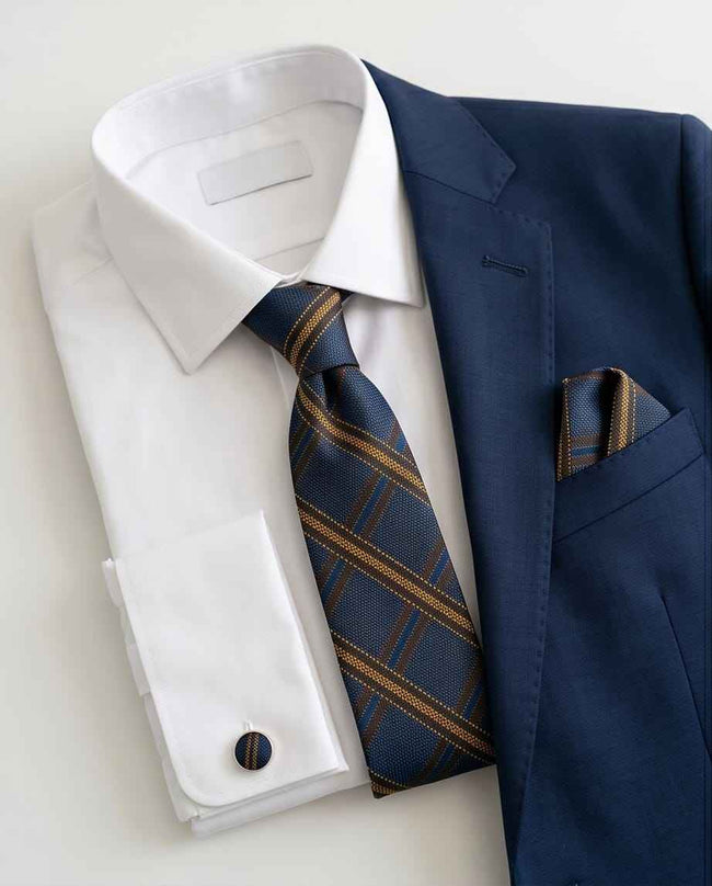 Ensemble cravate et boutons de manchette « Regal Plaid »