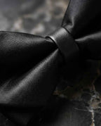 Black Satin Pre-Tied Bow Tie with Adjustable Band