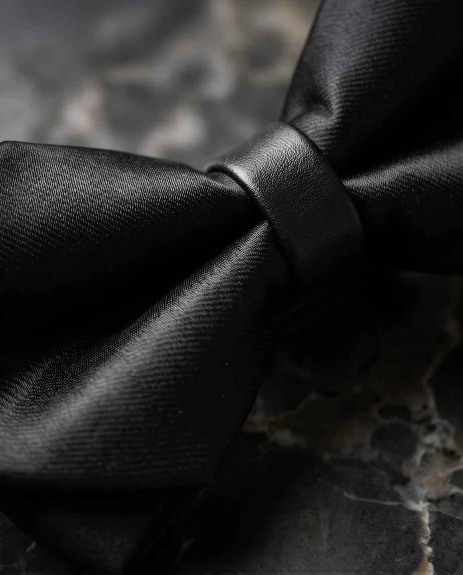 Black Satin Pre-Tied Bow Tie with Adjustable Band