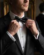 Black Satin Pre-Tied Bow Tie with Adjustable Band