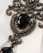 Ivory Elegance Bow Tie with Onyx-Style Gem