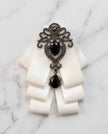 Ivory Elegance Bow Tie with Onyx-Style Gem