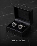 Luxe Black Dial & Crystal Embellished Cufflinks