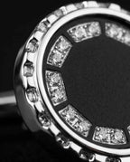 Luxe Black Dial & Crystal Embellished Cufflinks