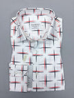 White Navy/red Cross Design Slim Fit Shirt