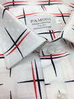 White Navy/red Cross Design Slim Fit Shirt