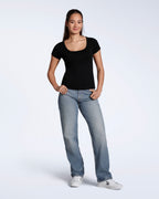 Ribbed Scoop Neck T-Shirt