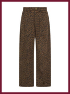 Ditta Leopard Barrel Leg Jeans in Chocolate