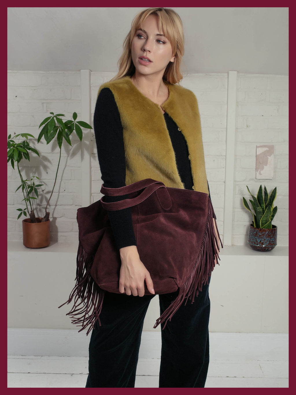 Vancouver Suede Tote - Plum