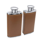 Fred Bennett Twin Brown Leather 3oz Hip Flasks with Case