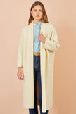 Yumi Ivory Knitted Maxi Cardigan With Pockets