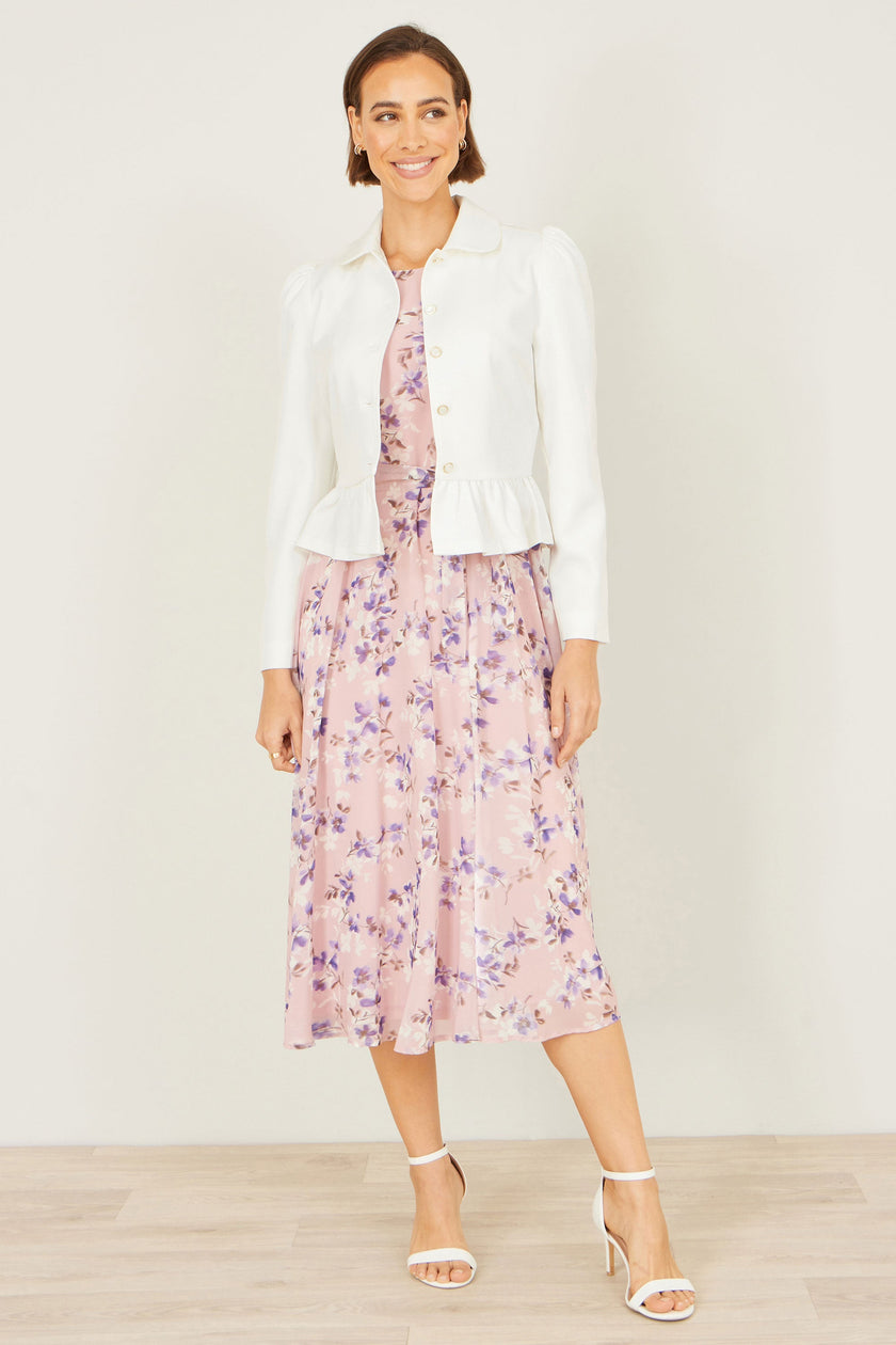 Yumi White Peplum Fitted Jacket