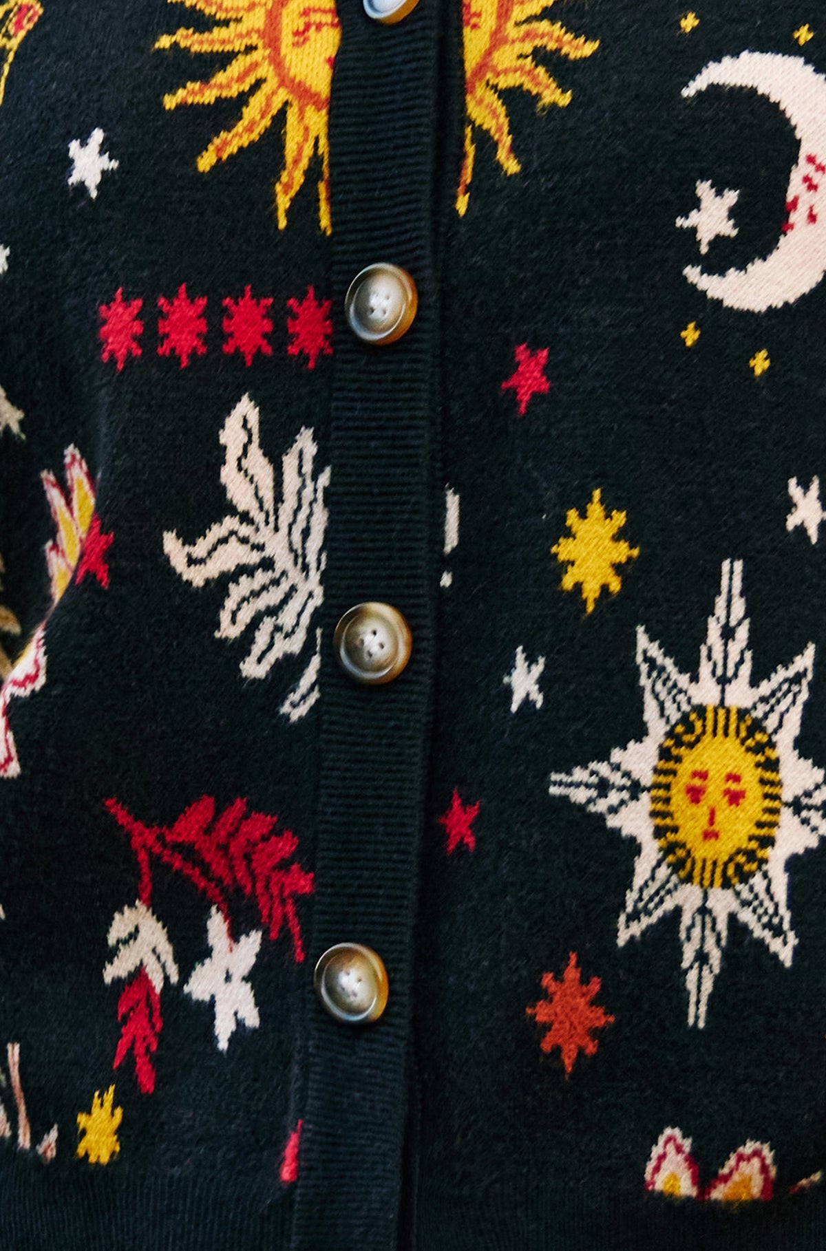 Yumi Black Cosmic Intarsia Cardigan