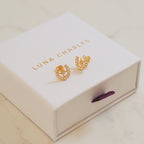 Zada Horseshoe Star Stud Earrings | 18K Gold Plated