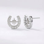 Zada Horseshoe Star Stud Earrings | Silver