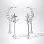 Zoe Moon & Star Drop Earrings | 925 Sterling Silver