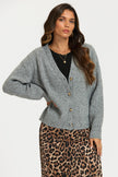 Little Heart Embroidery Cardigan Top In Grey