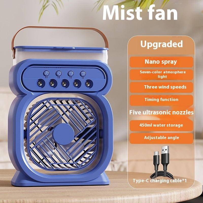 Aire acondicionado portátil 3 en 1, enfriador de aire evaporativo, luces nocturnas LED, 3 velocidades, ventilador humidificador para el hogar y la oficina