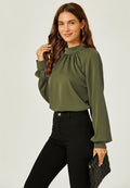 Halter Neck Blouse Top In Khaki Green