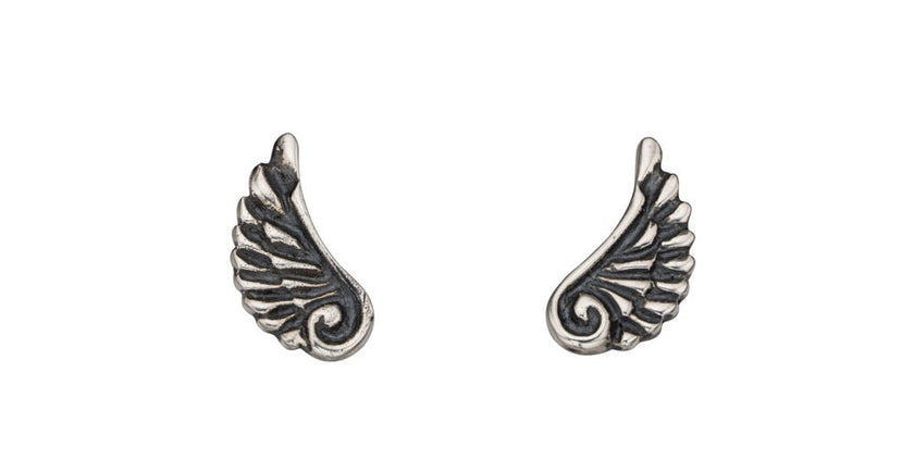 Beginnings Oxidised Angel Wing Stud Earrings