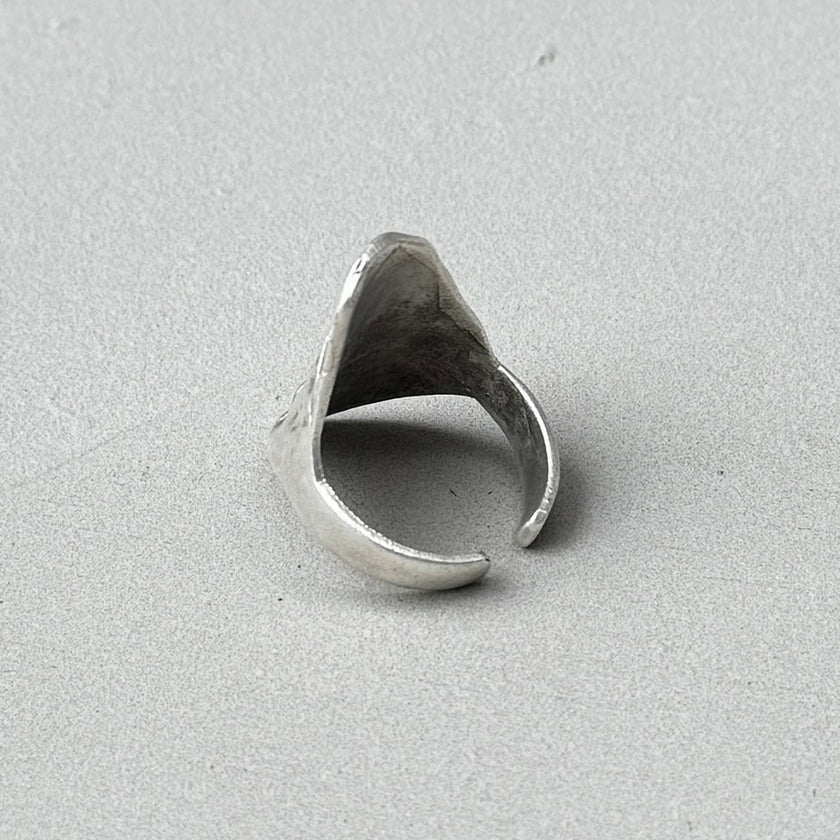 Abstract Face Silver Ring