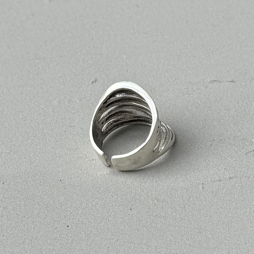 Abstract Lines Silver Ring