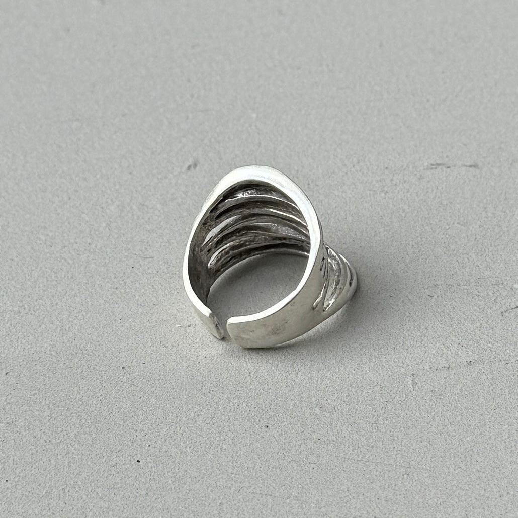 Abstract Lines Silver Ring