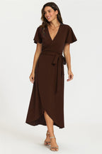 Wrap Maxi Dress In Espresso