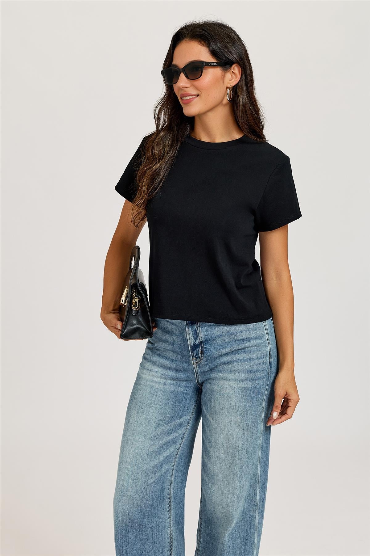 Short Sleeve Crew Neck T-shirt Black