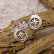 Travel Safe Outline Compass Small St Christopher Silver Necklace