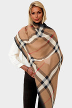 Check Print Scarf In Black & Beige