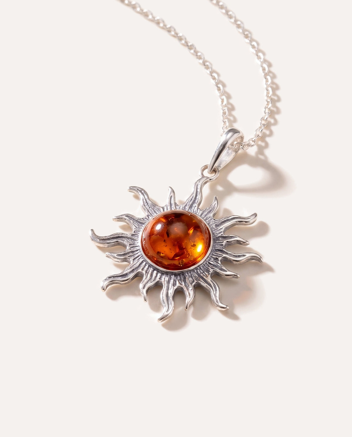 Amber Sun Charm Pendant