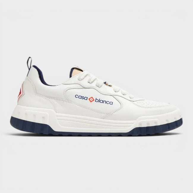 Logo Leather Court Sneaker Navy White