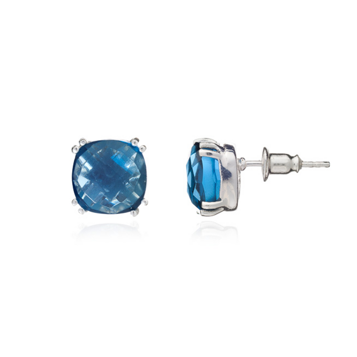 Puces d'oreilles Iris carrées en argent avec iolite