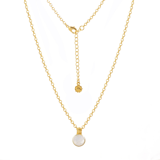 Charis Round Gemstone Necklace Moonstone