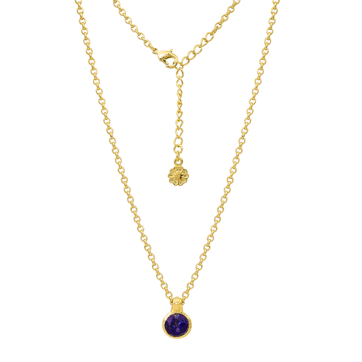 Charis Round Gemstone Necklace Lapis