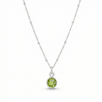 Silver Peridot August Birthstone Necklace