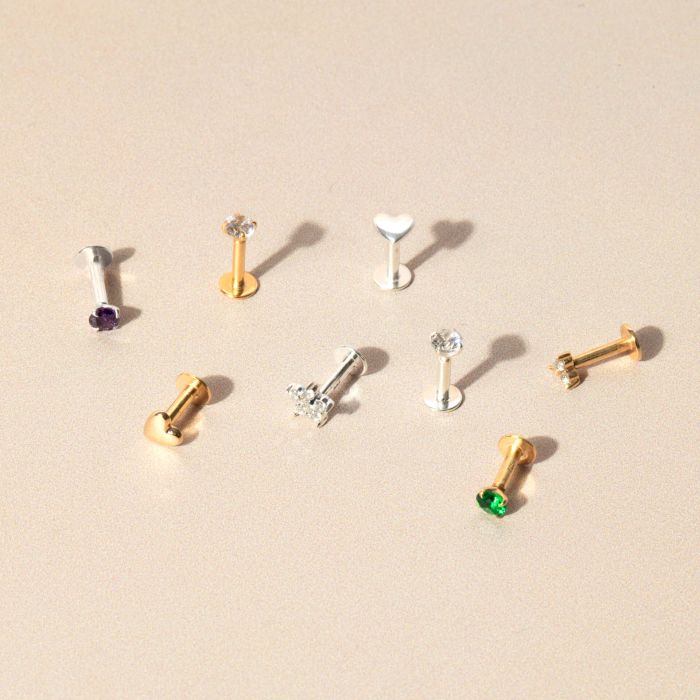 Beginnings Green Crystal Labret Stud Earring