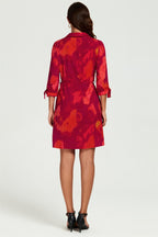 Abstract Print Shirt Mini Dress In Red