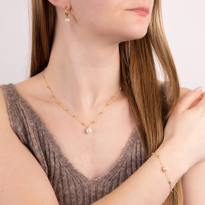 Diamonfire Assembled Hoop Earrings with Shell Pearl