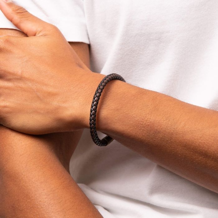 Bracelet en cuir tressé bicolore Fred Bennett