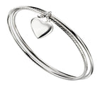 Beginnings Diamond Cut Double Bangle with Heart Tag