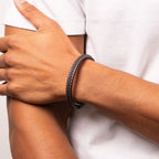 Fred Bennett Plait Detail Leather Bracelet With Brushed Finish