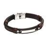 Fred Bennett ID Bar Black Leather Bracelet with Brown Cord Detail