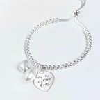 Beginnings Heart and Pearl Charm Ball Slider Bracelet