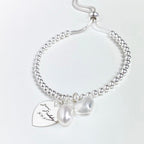 Beginnings Heart and Pearl Charm Ball Slider Bracelet
