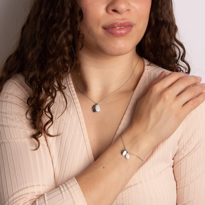 Diamonfire Engravable Plain Tag Necklace with Pave Set Tag