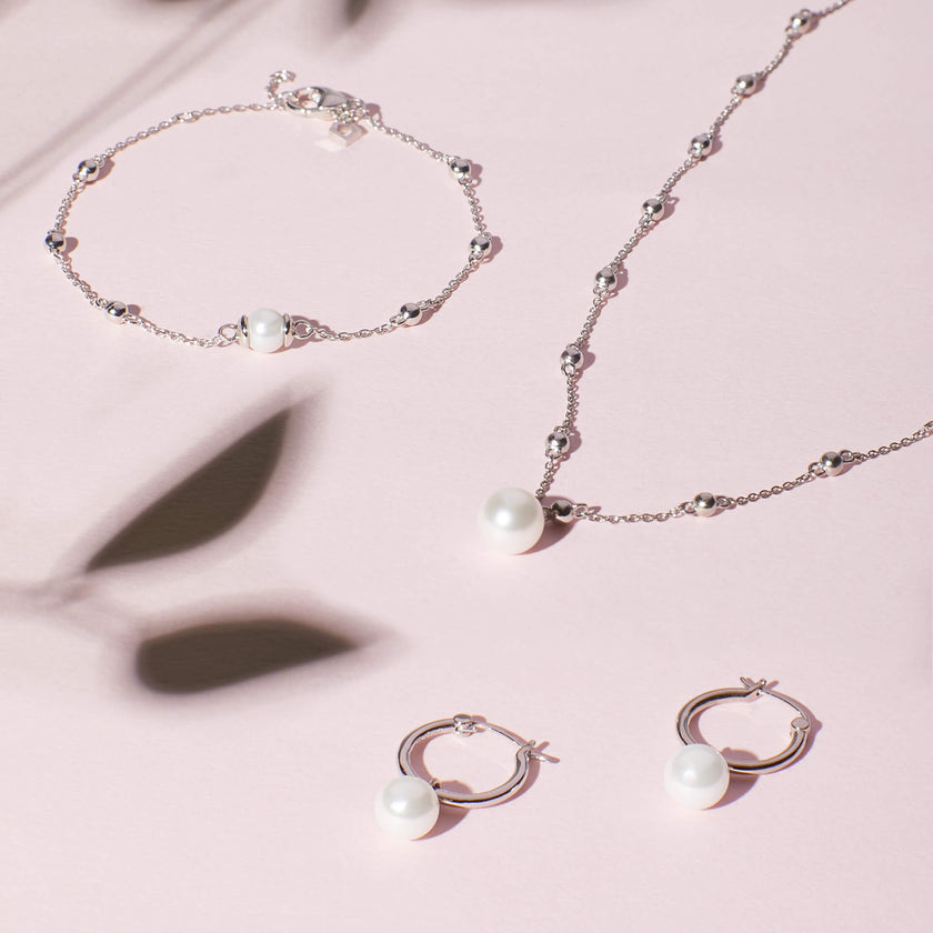Diamonfire Assembled Hoop Earrings with Shell Pearl